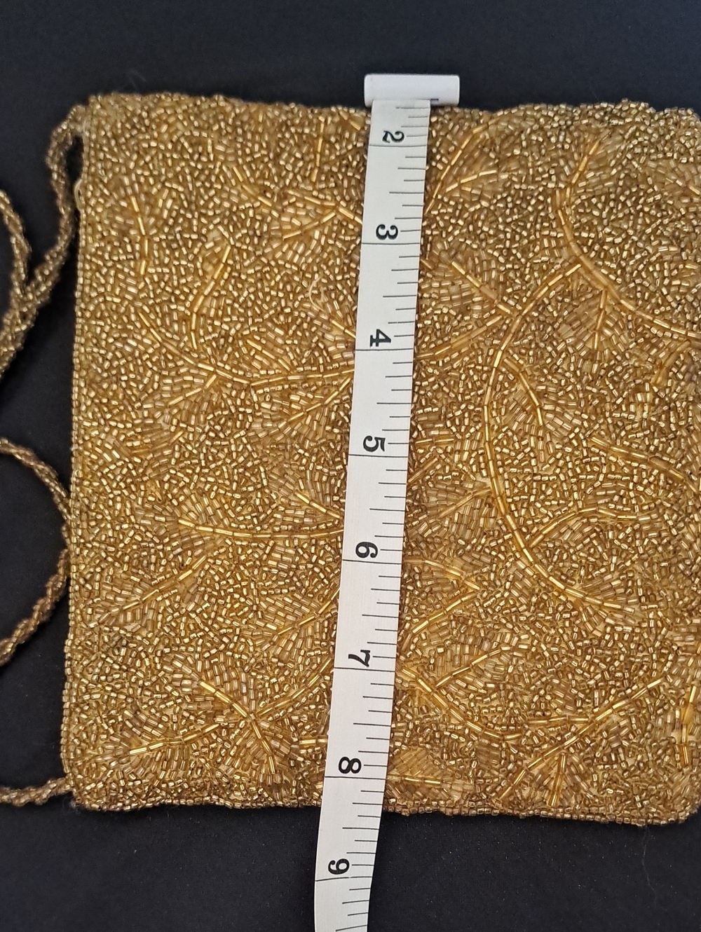 Vintage 1960s Gold Color Beaded Evening Crossbody Bag - Picture 3 of 8